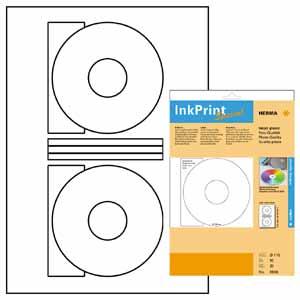 Herma White Glossy Cd Labels (2 Up 10 Sheets)