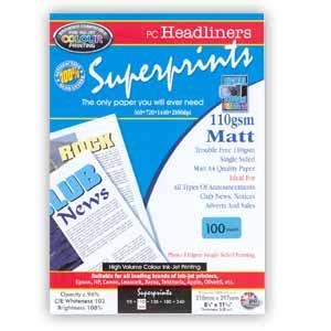 Superprints 110Gsm Single Sided Matt (100 Sheets)