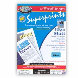 Superprints 110Gsm Single Sided Matt (25 Sheets)